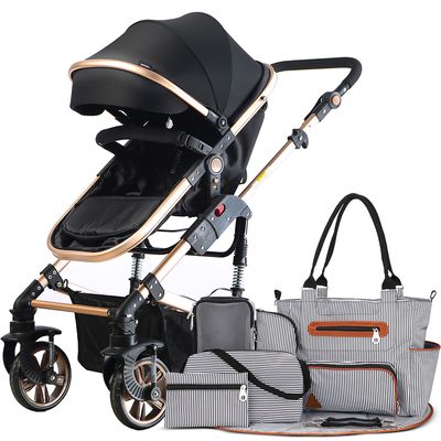 Teknum 3 in 1 Pram Stroller and Diaper Bag Bundle - Black